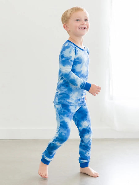 Blue Tie Dye Bamboo Viscose Pajama Set