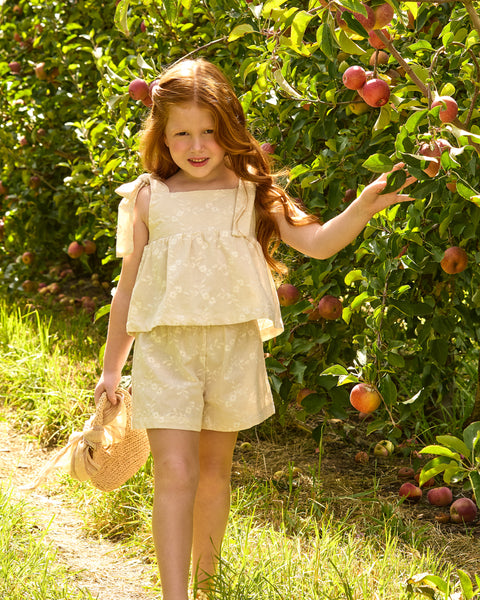 Flower Embroidered Woven Set: 3T