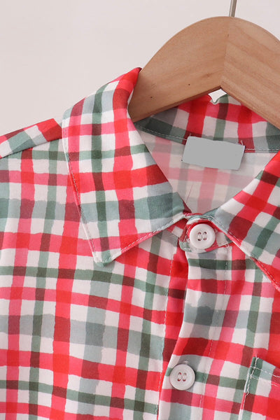 Red Plaid Button Down Shirt