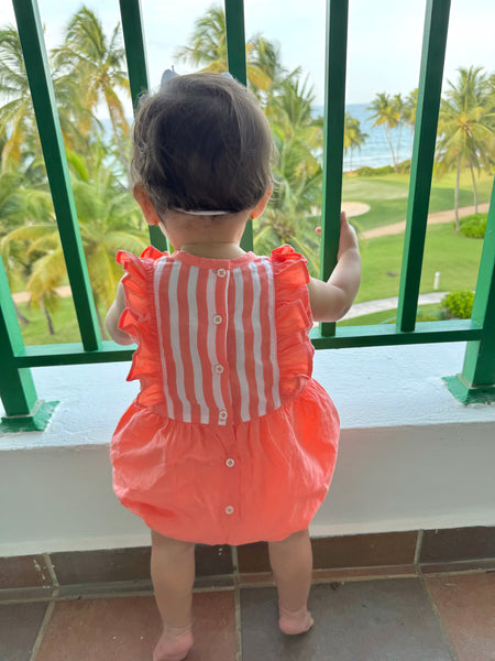 Light Coral Baby Girl Romper