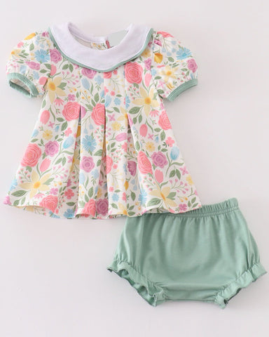 Floral Collared Bloomer Set