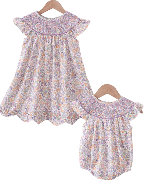Delicate Blooms Smocked Bubble Romper