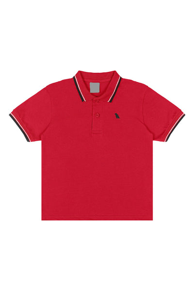 Red Piquet Polo Set