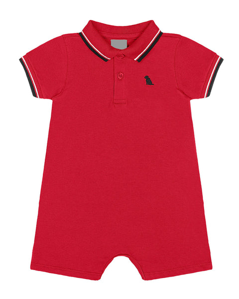 Red Piquet Polo Romper
