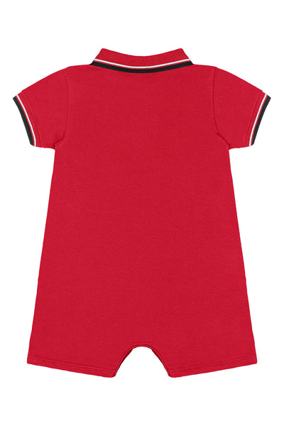 Red Piquet Polo Romper