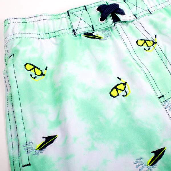 Snorkel & Jet Skis Embroidered Swim Trunk