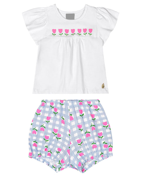 Tulips Checkered Bloomer Set