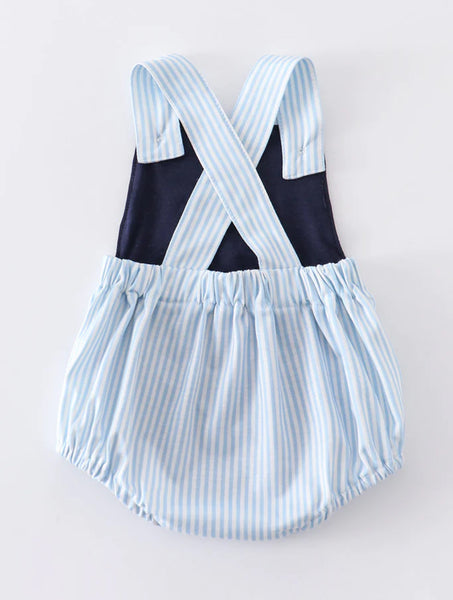 Navy Rabbit Applique Bubble Romper