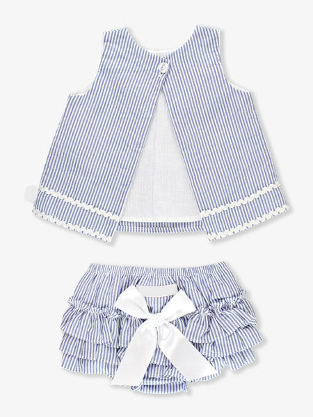 Blue Seersucker Swing Top and Bloomer Set