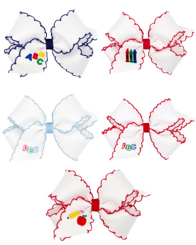 Back to School Moonstitch Hair Bows