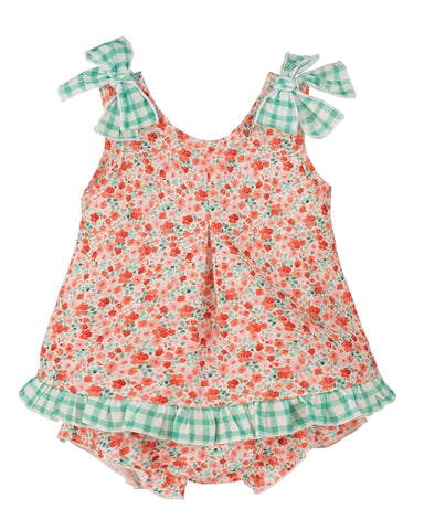 Mint Vichy Floral Top & Bloomer Set