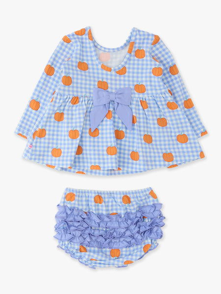 Pumpkin Gingham Top & Bloomer Set