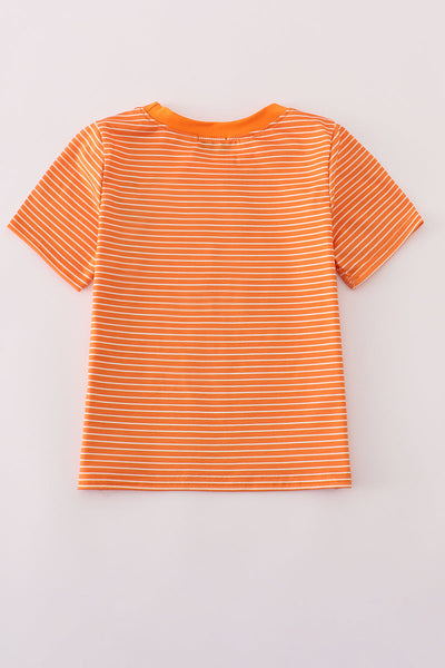 Jack O Lantern Orange Stripe Top: 2T & 3T