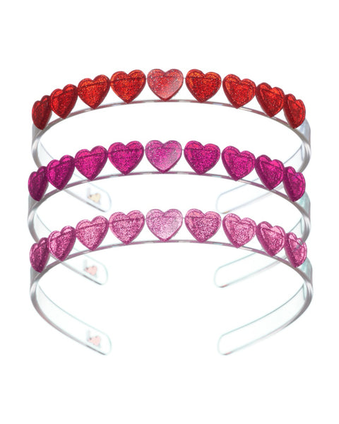 Mini Glitter Hearts Acrylic Headband (Variety of Colors)