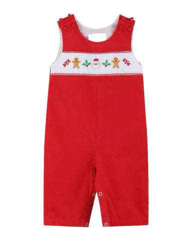 Velour Christmas Smocked Overall