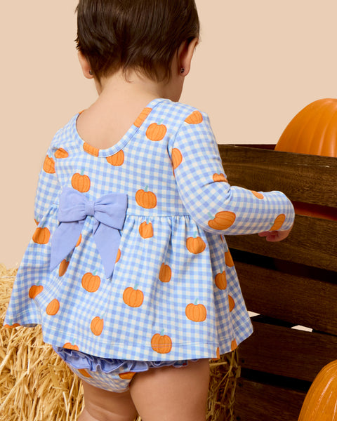 Pumpkin Gingham Top & Bloomer Set