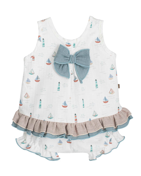 Nautical Dress with matching Bloomers