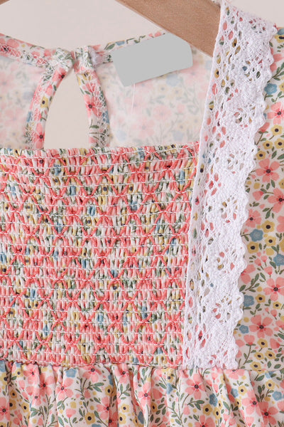 Floral Smocked Lace Bloomer Set