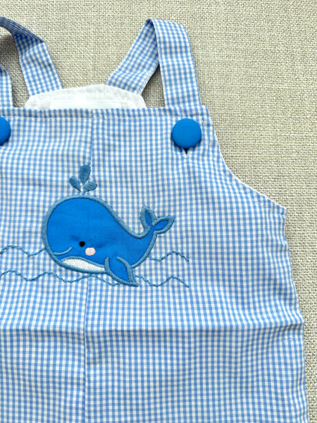 Gingham Whale Overall