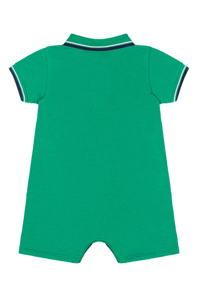 Green Piquet Polo Romper