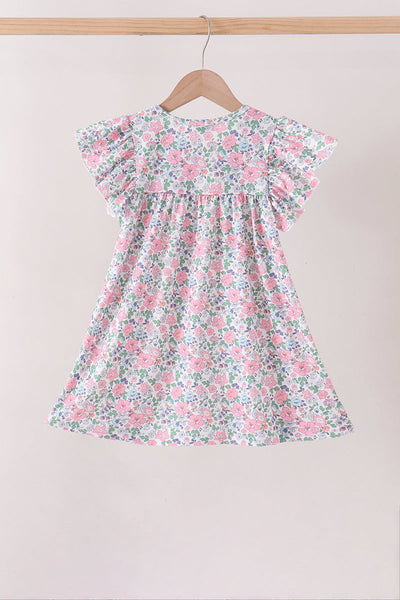 Blue Floral Smocked Dress