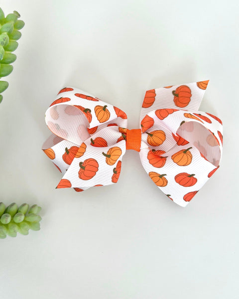 Pumpkin Hair Clip Bows (Variety of prints & size)