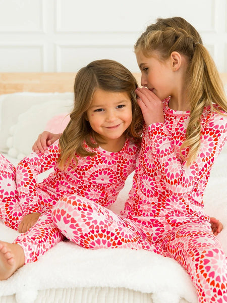 Pink & Red Kaleidoscope Hearts Pajama Set