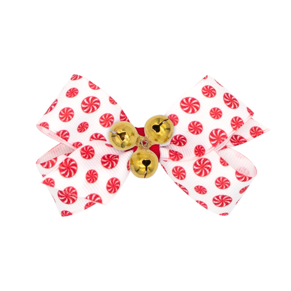 Christmas Mini Hair Bow with Bells