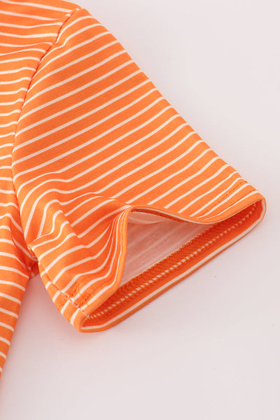 Jack O Lantern Orange Stripe Top: 2T & 3T