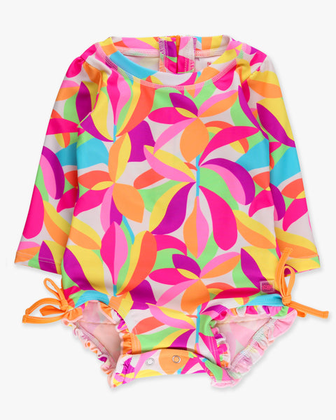 Neon Tropical Long Sleeve One Piece Rash Guard