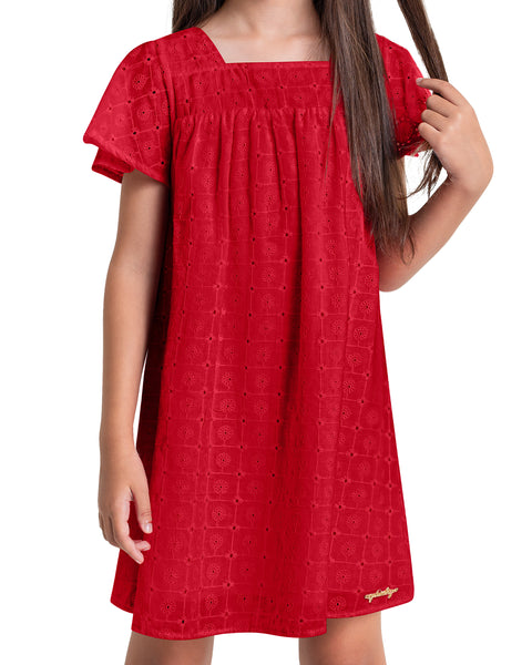 Floral Eyelet Dress (White or Red)