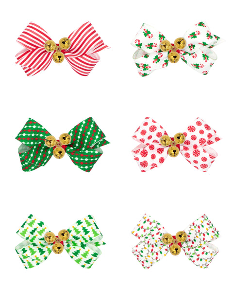 Christmas Mini Hair Bow with Bells