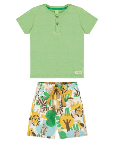 Green Top & Jungle Bermuda Set