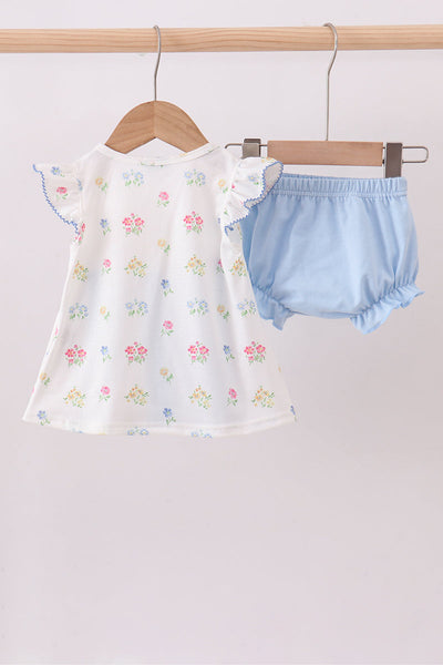 Charming Blue Floral Bloomer Set