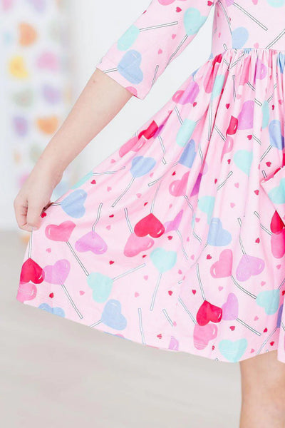 Heart Lollipops Pocket Twirl Dress