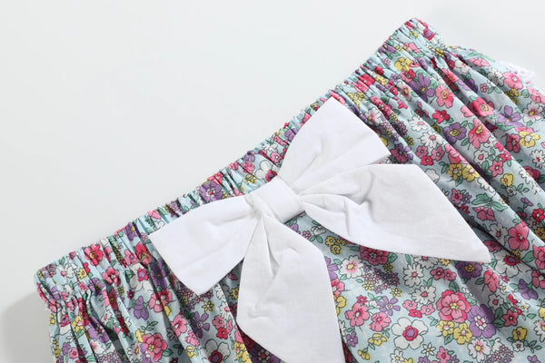 Flower Embroidered Top & Bloomer Set