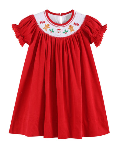 Velour Christmas Smocked Dress