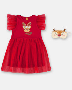 Chic Rudolph Night Dress with Sleep Mask