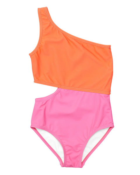 Colorblock One Shoulder Swimsuit