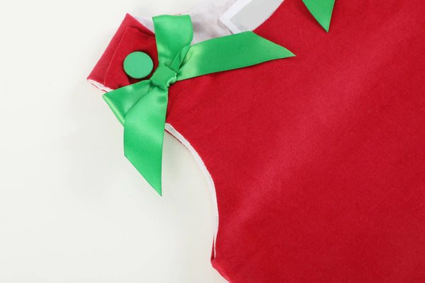 Red Corduroy Christmas Bow Dress: 18-24m