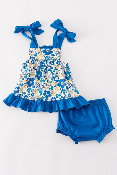 Blue Blooming Top & Bloomer Set: 2T