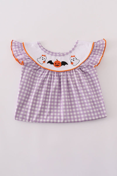 Friendly Ghost Embroidery Dress: 6Y