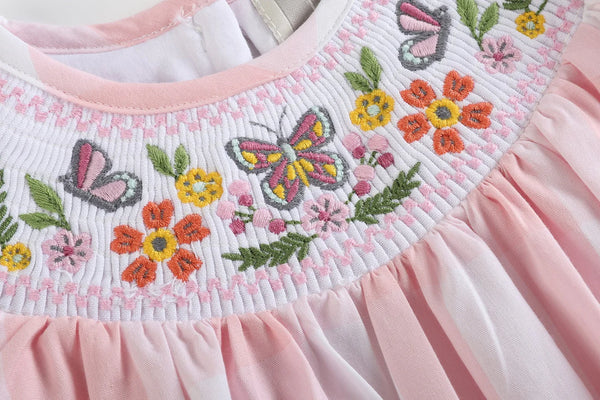 Butterfly Check Smocked Romper