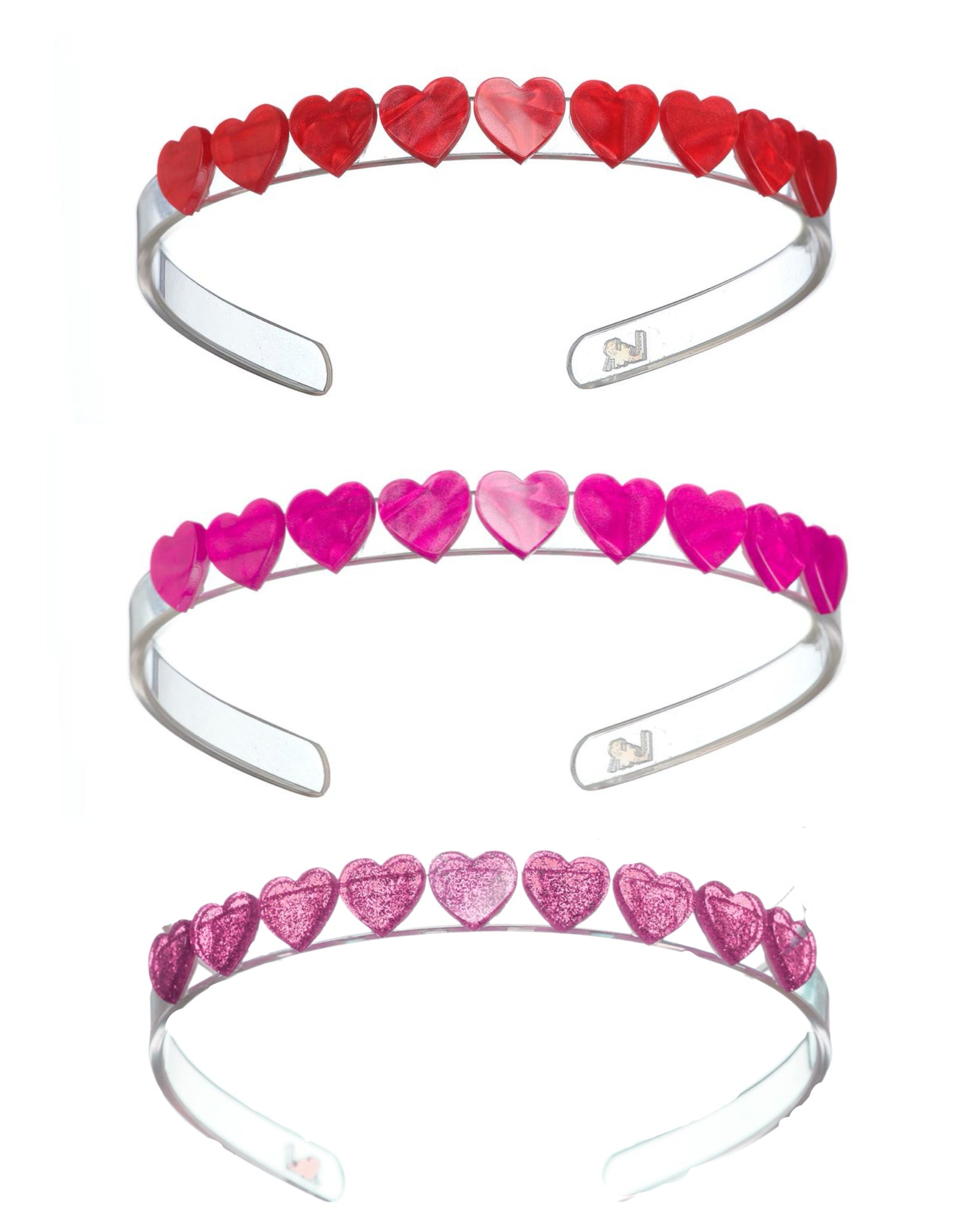 Mini Glitter Hearts Acrylic Headband (Variety of Colors)