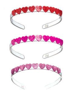 Mini Glitter Hearts Acrylic Headband (Variety of Colors)