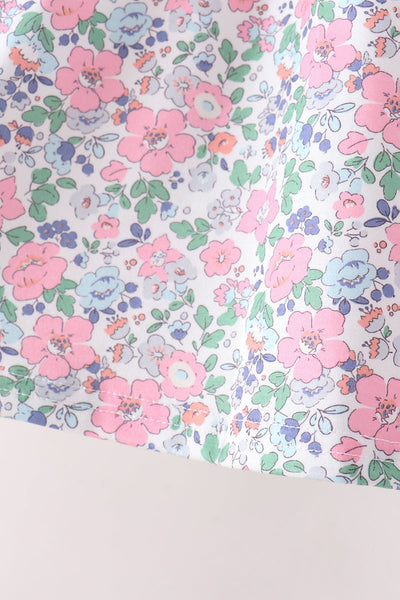 Blue Floral Smocked Dress