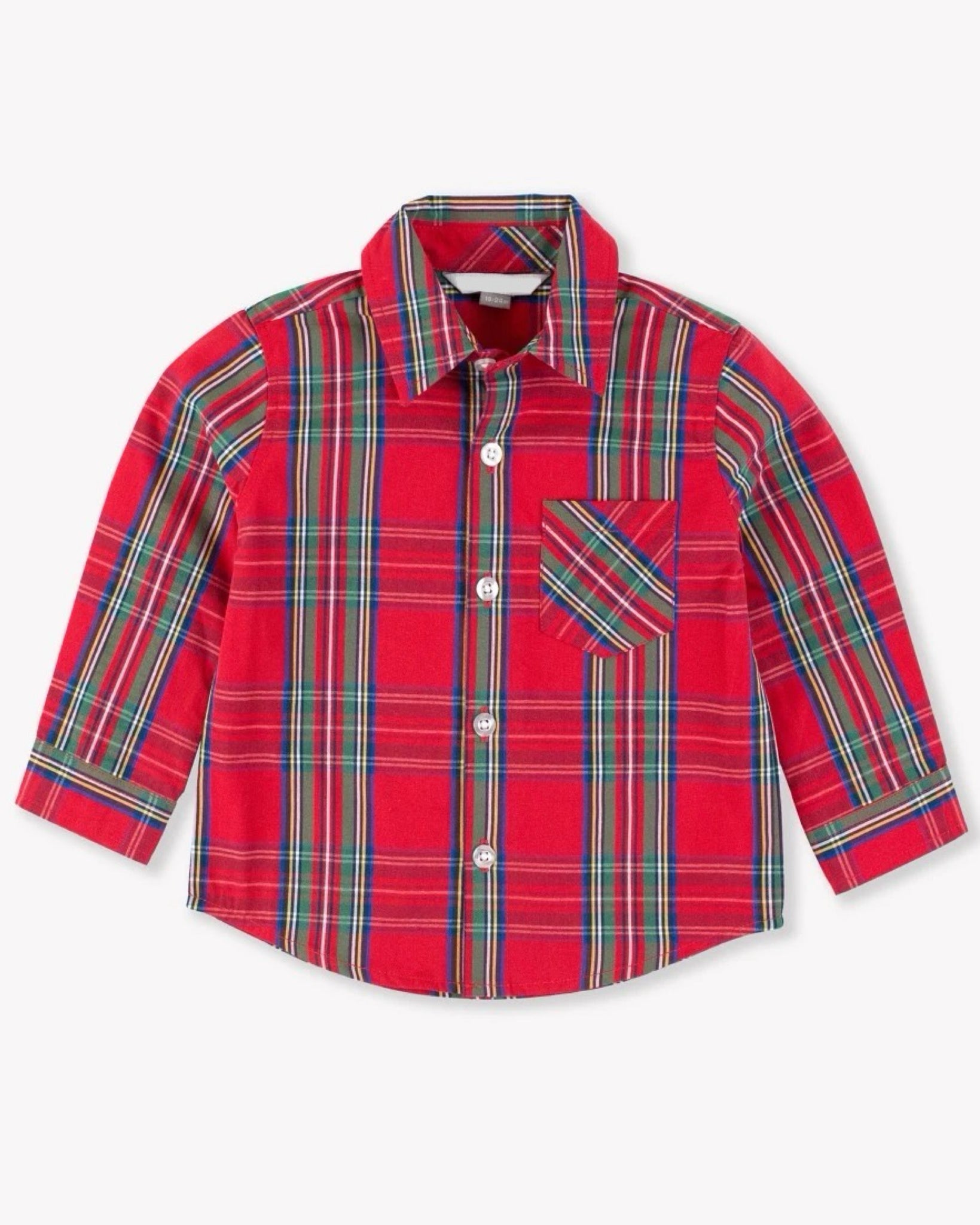 Holiday Plaid Long Sleeve Button-Down Shirt