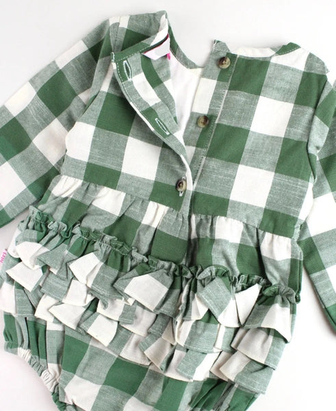Ivy Plaid Smocked Bubble Romper