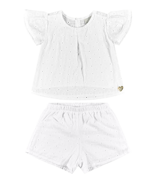 Floral Eyelet Top & Shorts (White or Red)