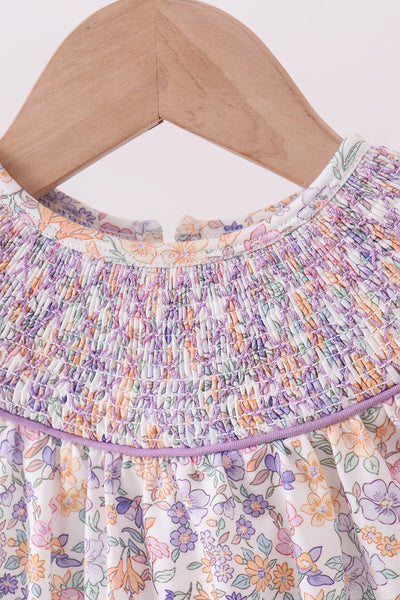 Delicate Blooms Smocked Bubble Romper